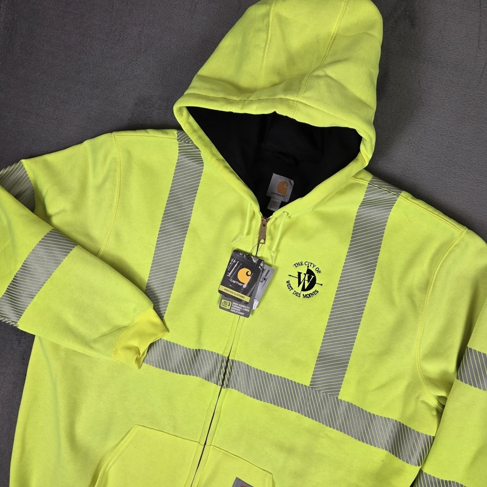 Carhartt High Visibility Hoodie Mens 2XLT Tall Class 3 Full Zip Work Thermal NWT